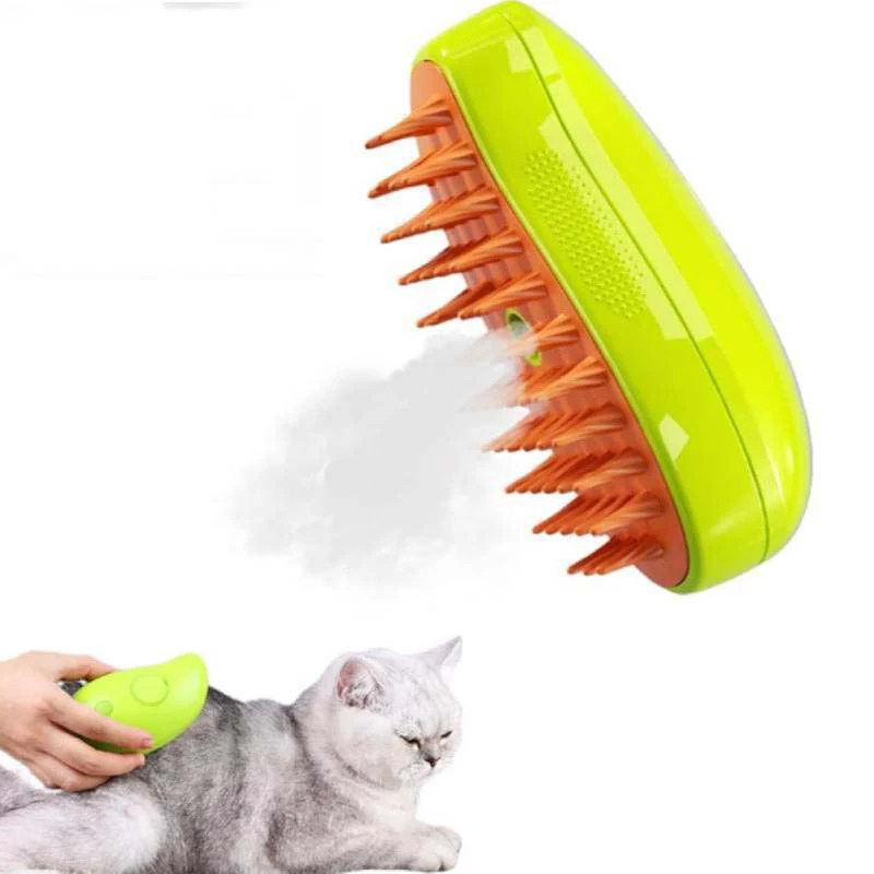3 In 1 Steamy Self Cleaning Steamer Silicone Spray Cat Brush Comb Pet Hair Scalp Massage Brush