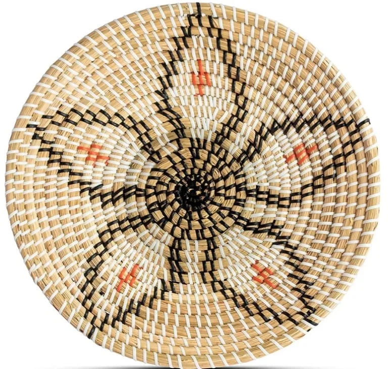 

Bamboo wood natural home decorative woven seagrass hanging straw gift rice wicker wall basket decor