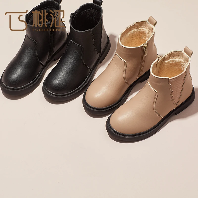 

2019 China New Girls fashion short boots kids fancy ankle leather breathable shoes, Customized