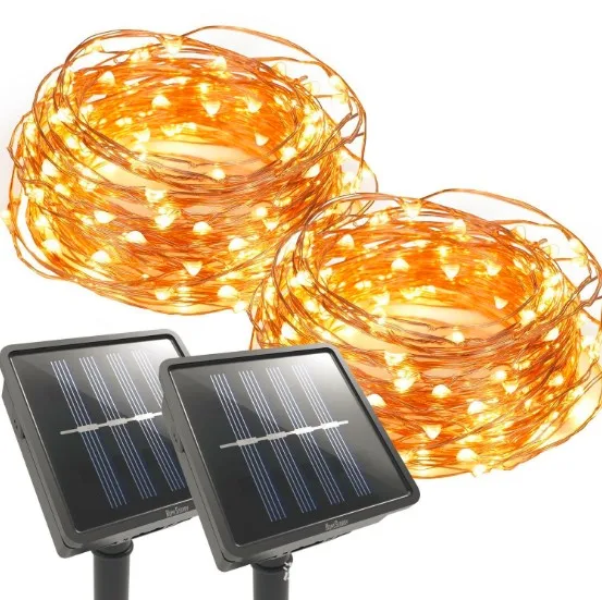 Outdoor Christmas 10m Solar Panel LED Copper Wire Fairy String Light