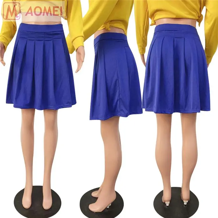 
S0025 best price solid casual pleated Ladies Clothing Woman Fashion Mini Skirt 