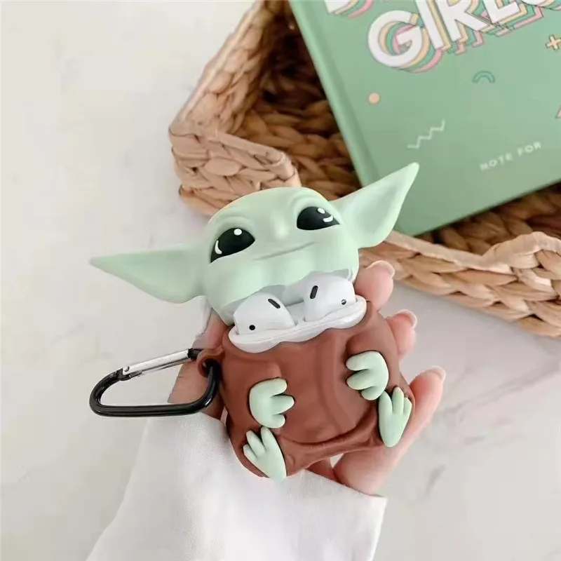 

Premium Baby Yoda Case for Air Pods, 3D yoda Keychain Silicone Shockproof Headphone Protective Charging Case Cover For Airpods