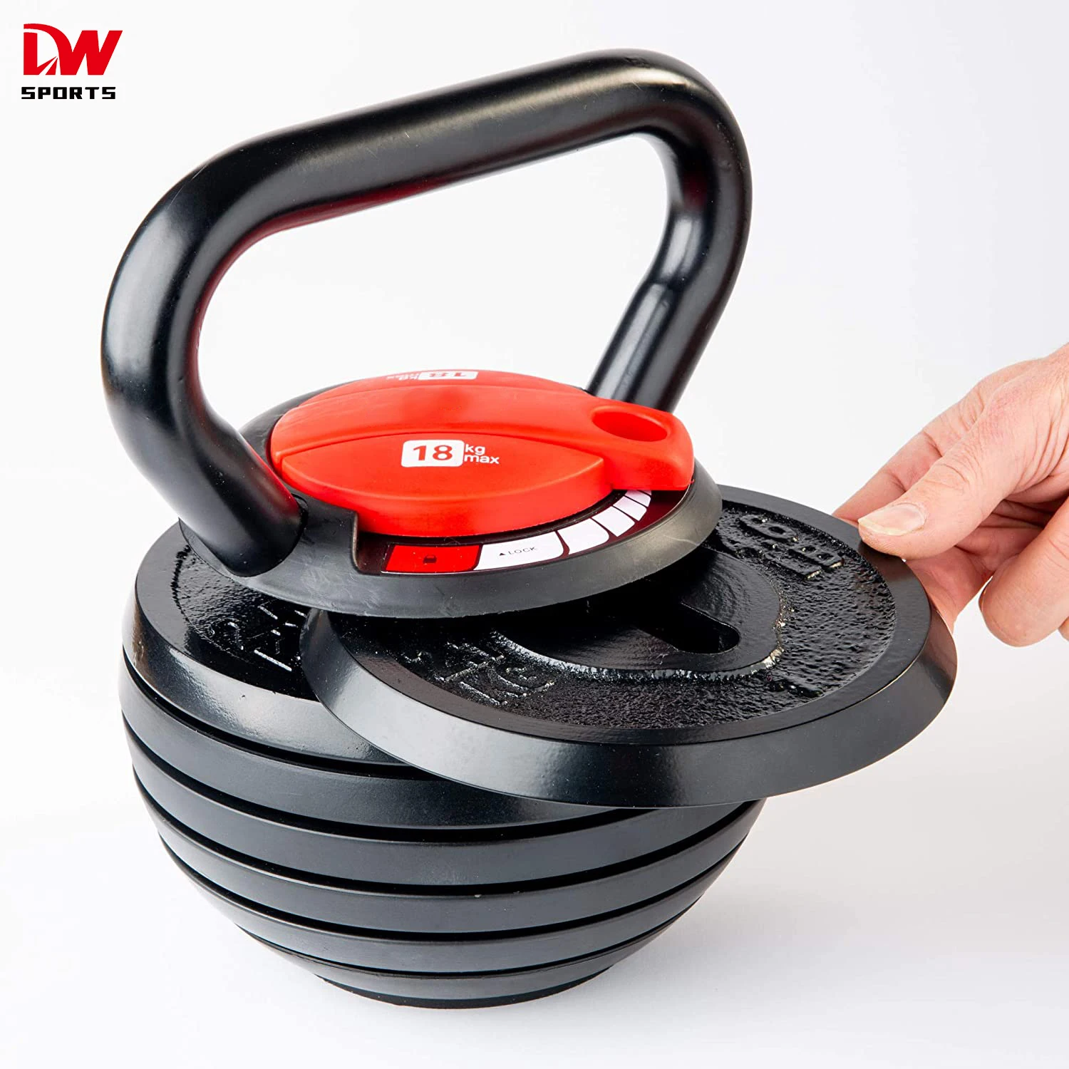 

DW SPORTS Gym Exercise Bodybuilding Custom Logo Fitness 18 KG Adjustable Kettlebell, Black, customized