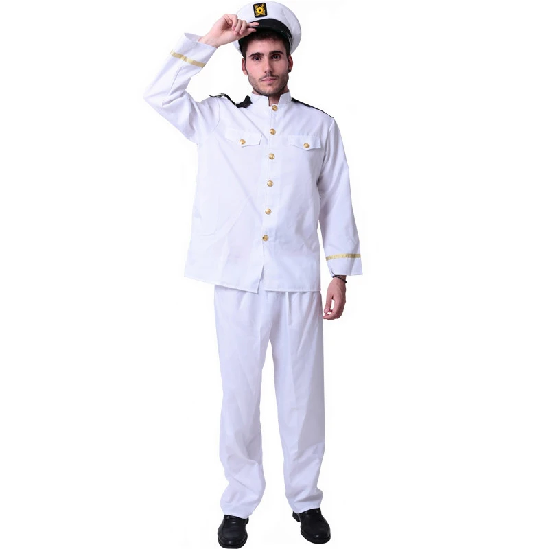 

Carnival Dress Up Cosplay Navy Costumes Adult Handsome White Navy Costume For Men