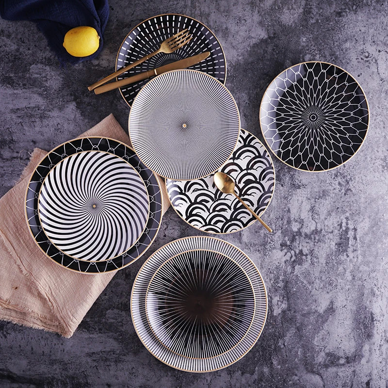 

Phnom Penh Geometry Plate Ceramic Dinner Dish Dessert Plate Cake Plate Ceramic Dinnerware Sets 8/10 Inch Tableware