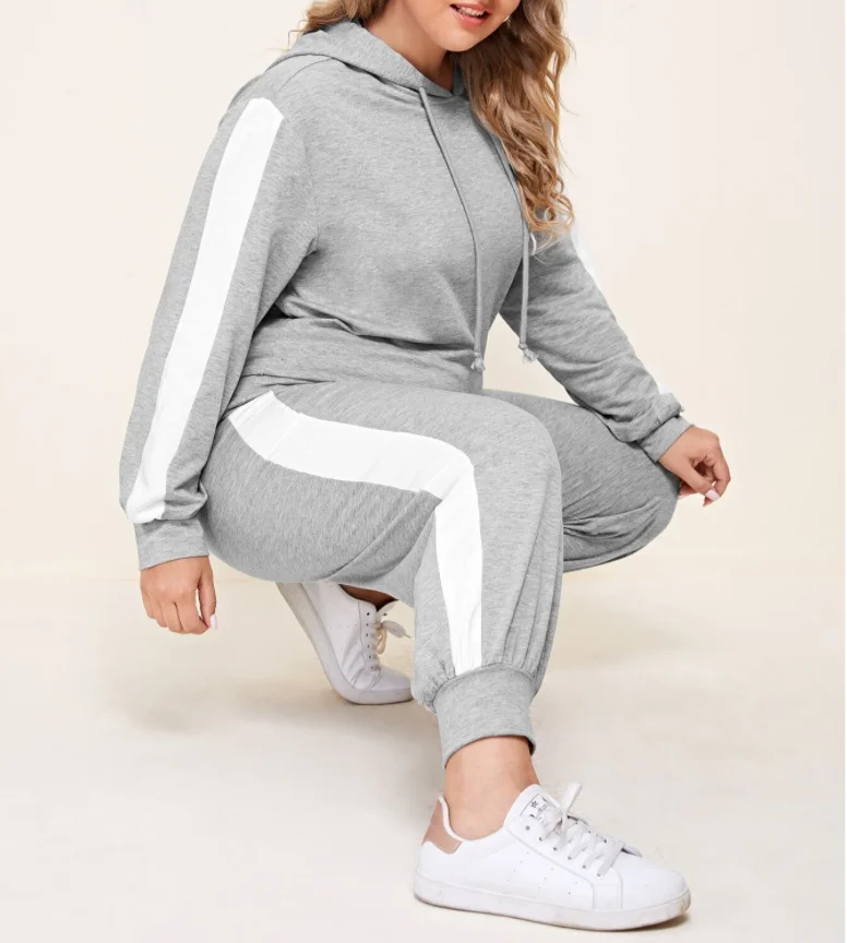 

New Arrivals Breathable Women Sport Wearing Plus Size Two Piece Hoodie Set