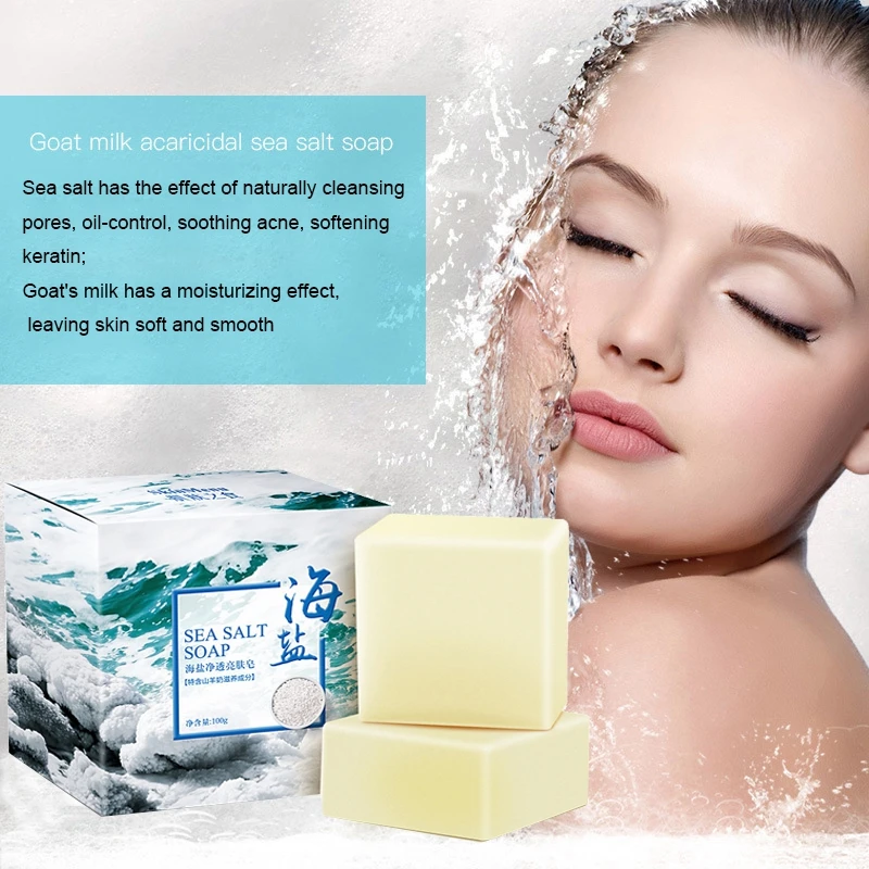 

Natural Sea Salt Soap Handmade Goat Milk Soap For Remove Skin Acne Deep Cleansing Face Care Shin Whitening Yoni Bar Toilet Soap, Transparent