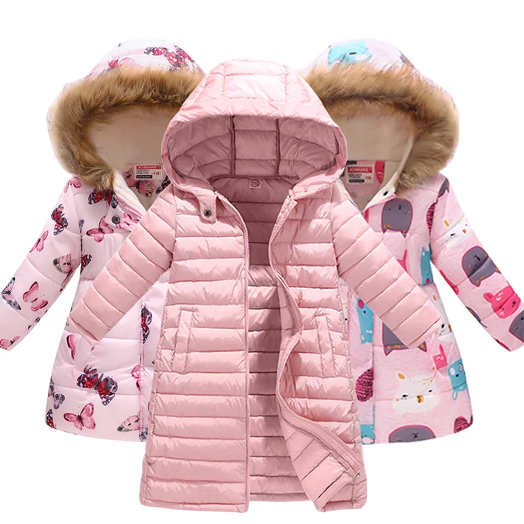 

2021 custom Winter Jacket For Girls Warm Hooded Coat Children Down Parkas Outwear