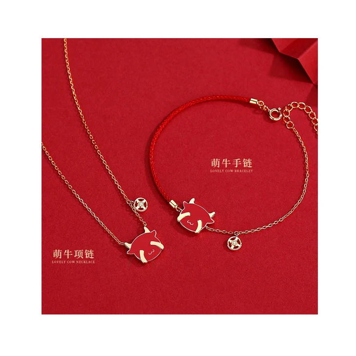 

new cute year of the ox thermochromic bracelet female woven red hand rope zodiac zodiac birthday gift bracelet Handmade Jewelry
