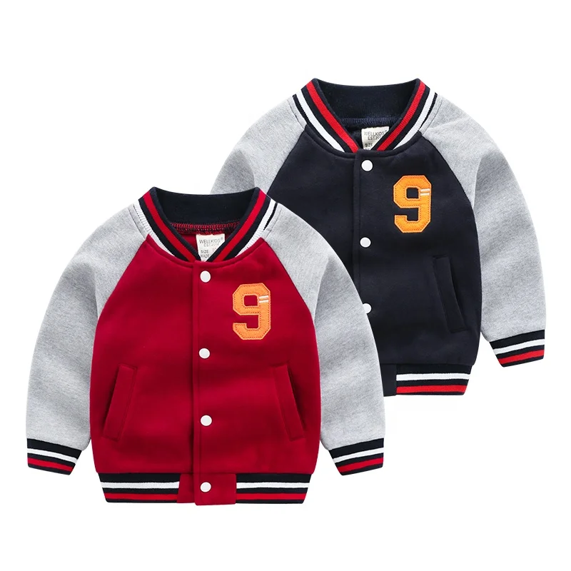 

Kid clothes baseball varsity jacket soft embroidery 100% cotton jacket for children