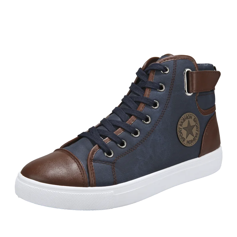 

Zapatos Altos Fashionable Original Quality Comfortable Hot-Selling PU Mens Casual Black High Top Shoes, Black,blue,brown