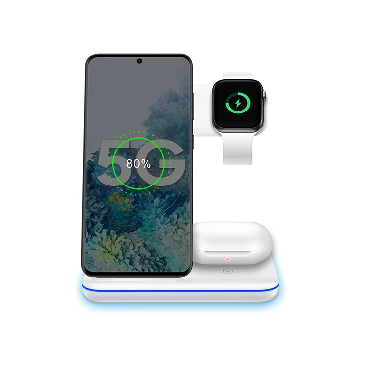 

High quality fast 15w wireless portable charger 3 in 1 wireless charger station