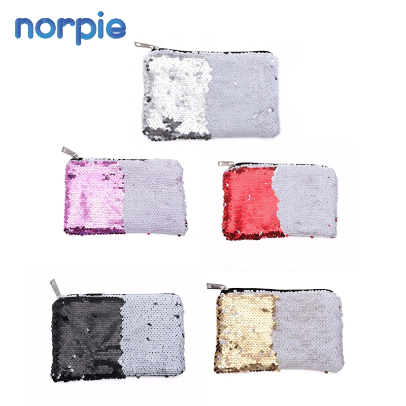 

Fashion Brushes Makeup Storage Sublimation Cosmetic Bag Color Change Sequin Purse Clutch Bag, White
