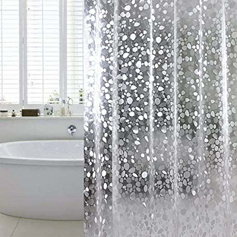 

Transparent 8G PEVA Clear Shower Curtain Waterproof Cobblestone Shower Curtain Environmental Shower Curtain