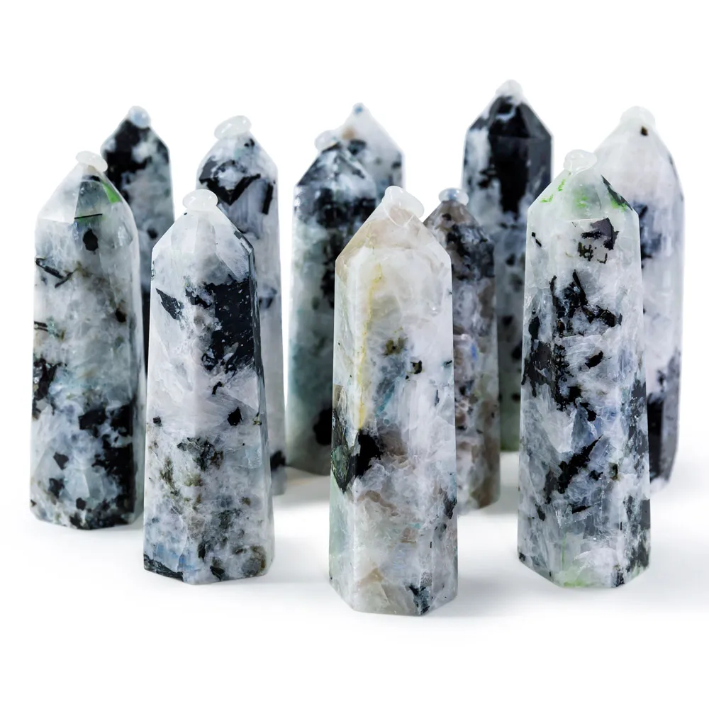

Factory high quality gemstone moonstone point stone healing tower