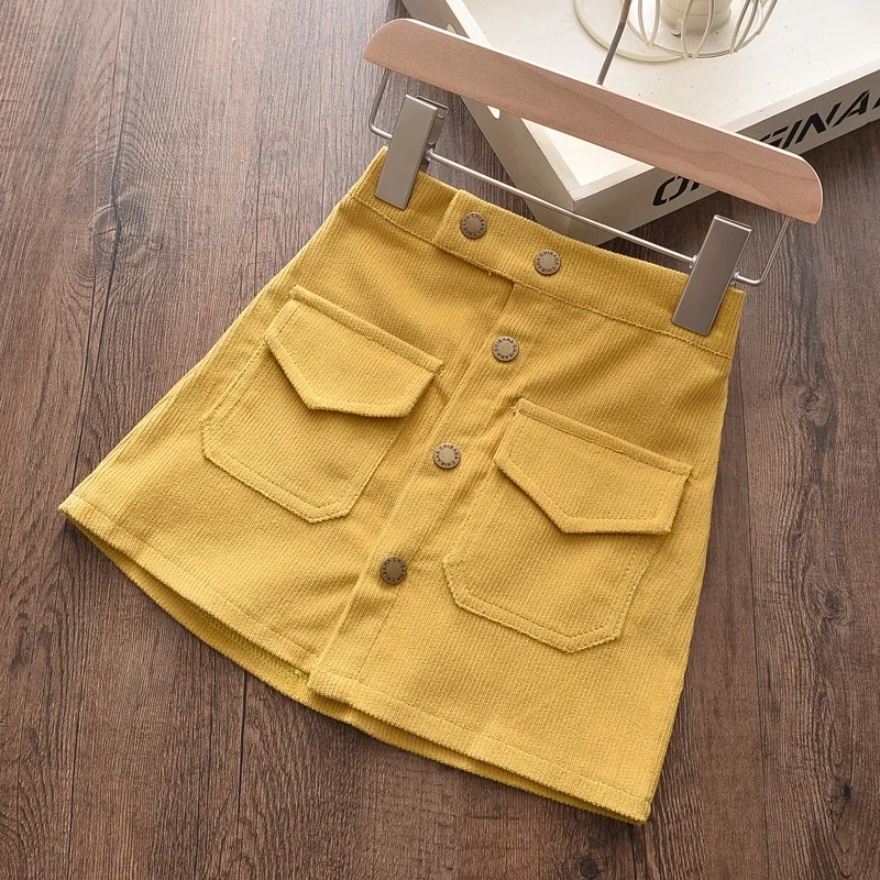 

2021 summer new kids skirt Infant Child Girls Corduroy Skirt Children's Ribbed Buttock Wrapping Half Length Skirt for Kids, As picture