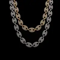 

2020 Cuban Ice Out Chain 13mm Coffee Bean Chain Necklace And Bracelet 18K Gold Plated Hip Hop Jewelry For Men