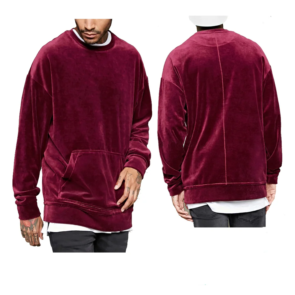 mens crew neck sweatshirt with kangaroo pocket