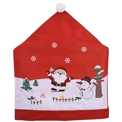 

New Christmas decoration non-woven snow chair cover for old people creative printing red stool cover, Customized color