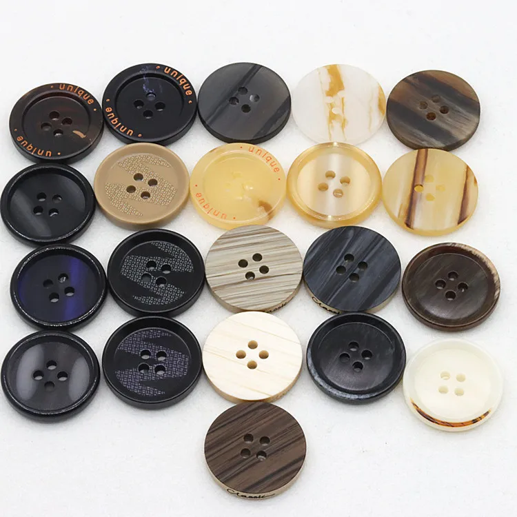 

Hot selling wholesale custom high-end suit jacket horn plastic resin buttons, Customizable colors