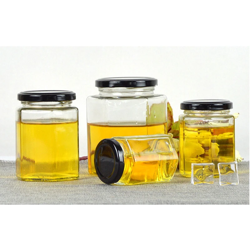 

50ml 80ml 100ml 200ml 280ml 380ml 500ml 730ml Square Sauce Storage Container Pickle Jam Glass Honey Jars With Metal Lids, Transparent