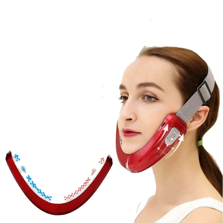 

rf facial galvanic beauty device Muscle Movement Blood Circulation Massager V Shape Face Lift Double Chin Removal Color Light, White,red