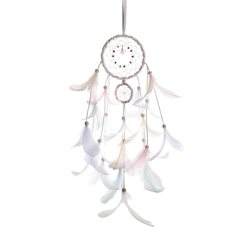 

New design decoration led handmade feathers dream catcher for wall car hanging