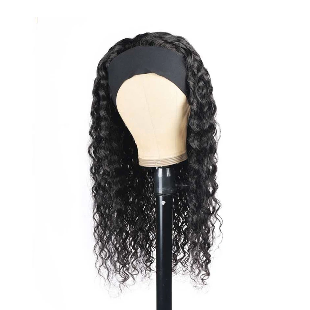 

Hot Sell Raw Indian Virgin Remy Human Cuticle Aligned Kinky Curly Hair None Lace Wigs For Black Women Glueless Headband Wig