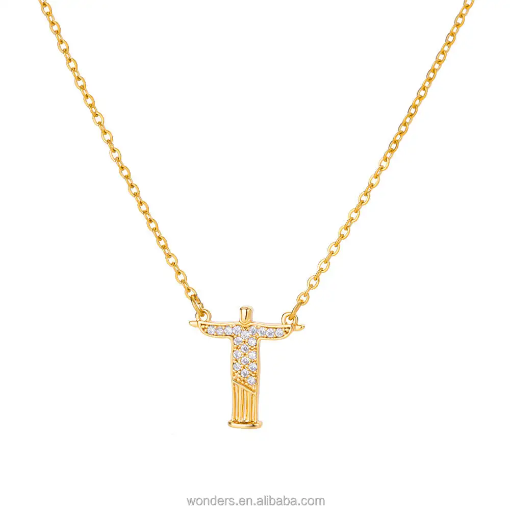 

CZ Cross Necklace Jesus Christ Crucifix Cross Lord's Prayer Pendant for Men Women