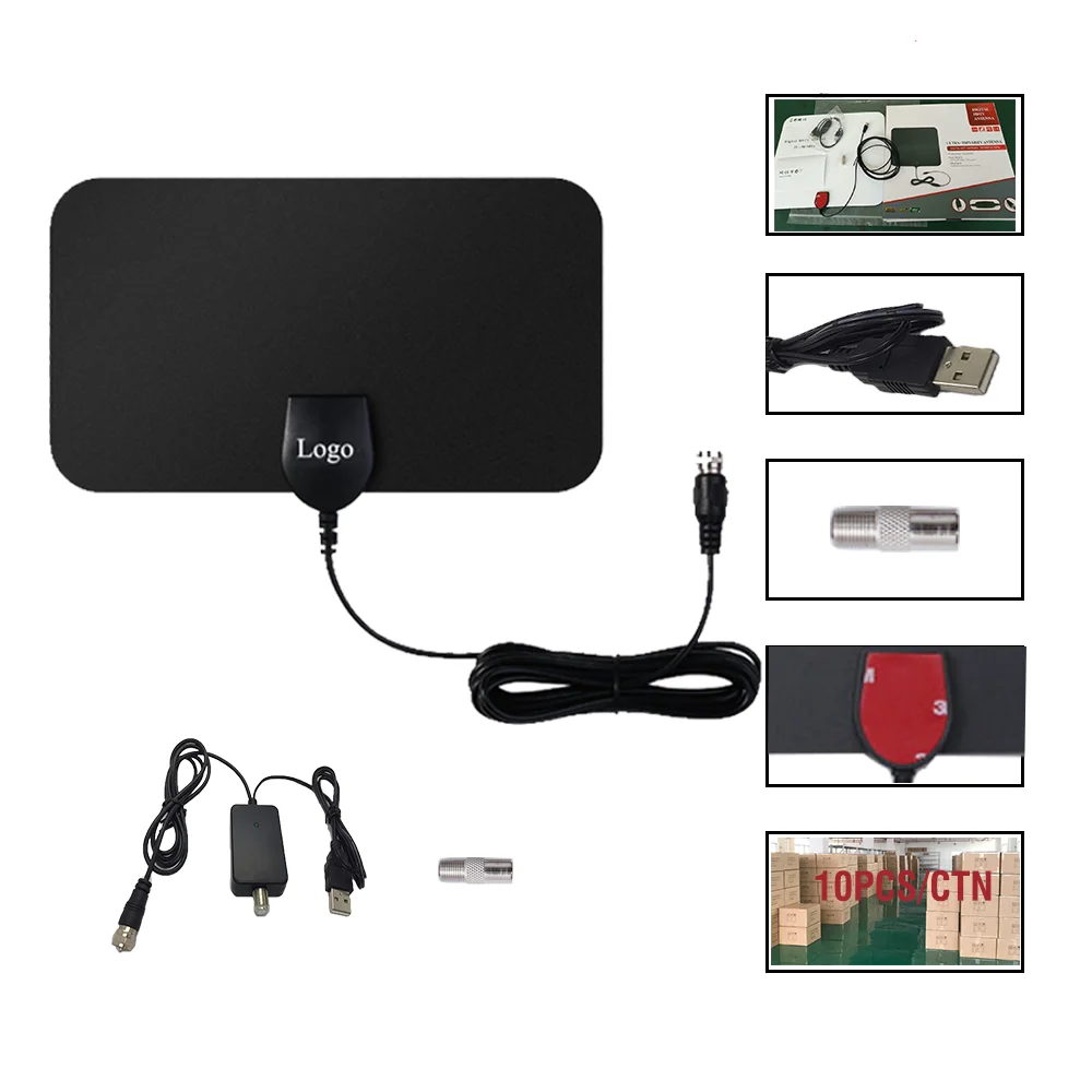 Free shipping free sample Amazon Hot-sell 50-60 Miles Range Indoor HDTV Antenna Satellite Dish Good quality digital TV antenna