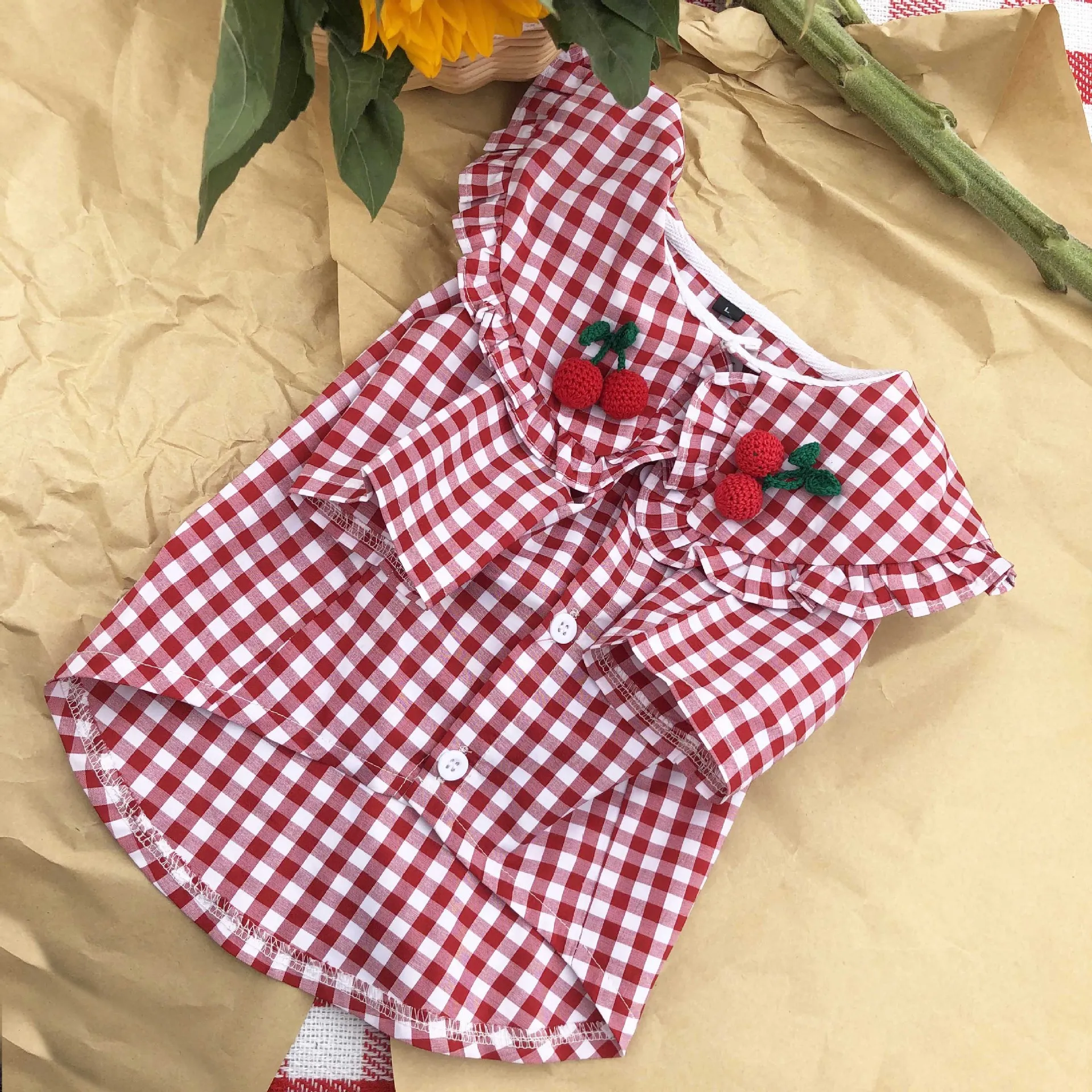 

Hot sale popular summer thin print plaid small dog shirt pet clothing