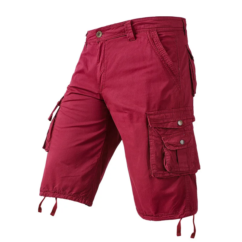 

2024 new Summer Mens Casual Knee Length Cotton Washed Multi-Pockets Cargo Shorts Men Vintage Workout Bermuda short pants