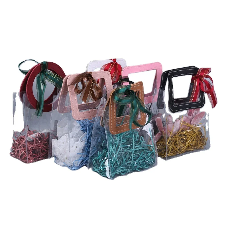 

Factory wholesale in stock pvc gift mini candy party pp plastic transparent bag with tote