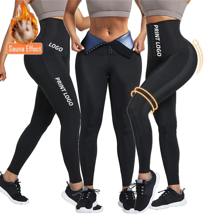 

Custom Logo Neoprene Fitness Lose Weight Sauna Sweat Pants Women Tummy Control High Waist Waist Trainer Yoga Leggings