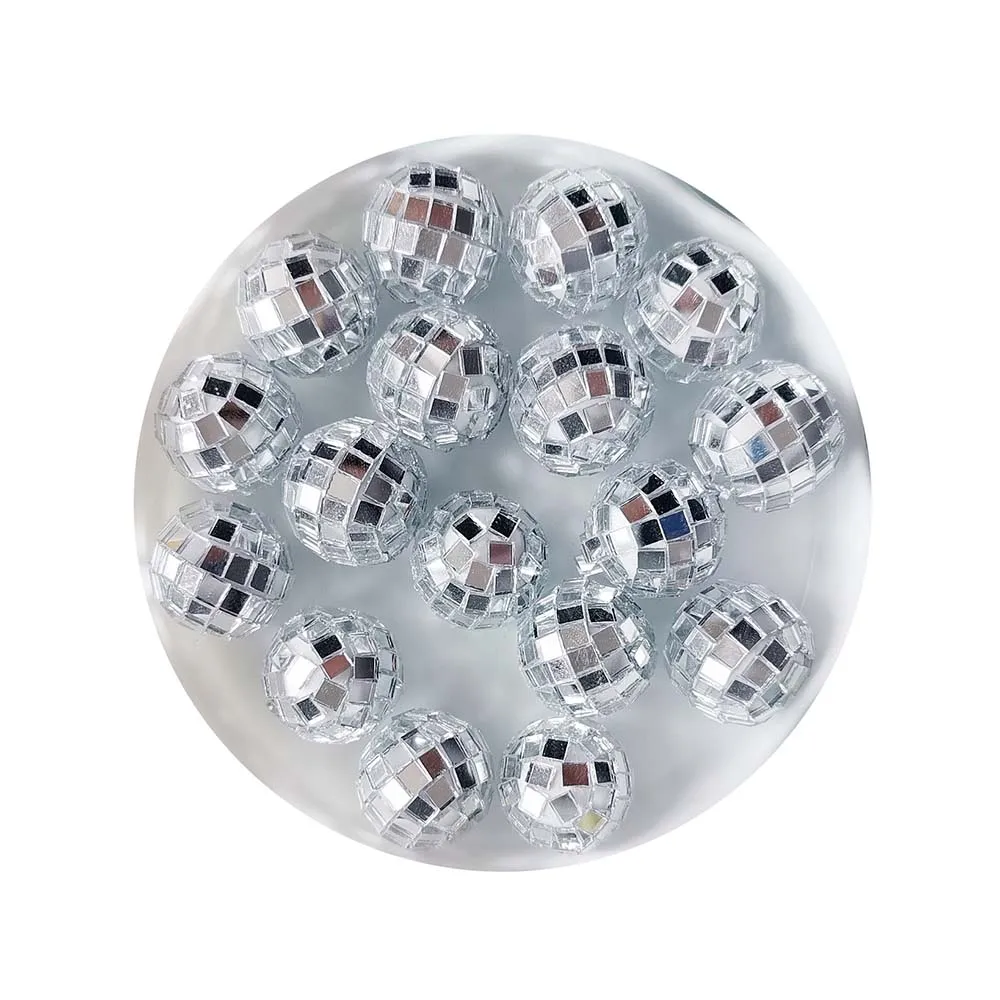 21mm Acrylic Vintage Disco Ball Beads Cute Silver Gold Mirror Round Beads for DIY Bracelet Necklace Earrings Making