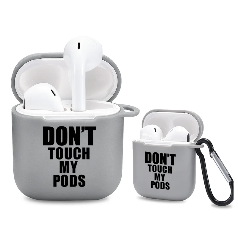 

Text printing Gray Soft Silicone Case For Air pods Charging Box for Airpods 1&2 Cases
