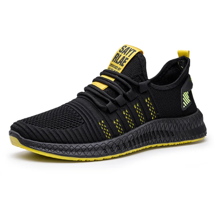 

Fei knit men's shoes spring new athletic shoes breathable mesh cloth creative casual shoes, Yellow, gray, orange
