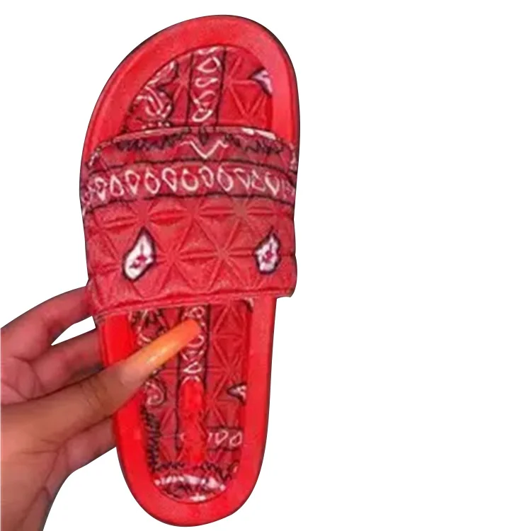 

Amazon Usa Hotsale Manufacturer Fashion Bandana Slip On Slide Girl Lady Slipper Outdoor Beach Home Custom Flat Woman Slipper