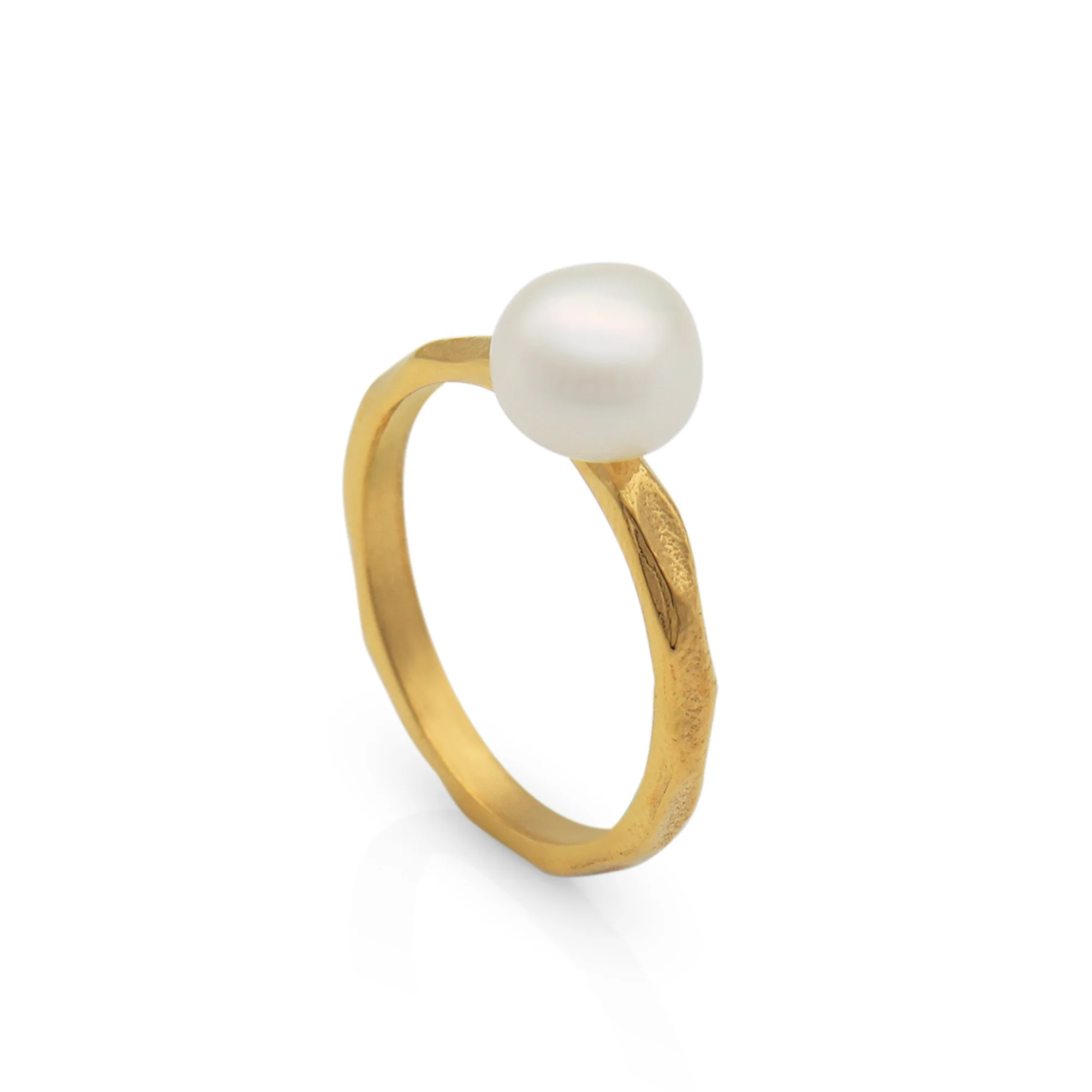 

Chris April fashion jewelry PVD gold plated 316L stainless steel water proof freshwater real pearl ring