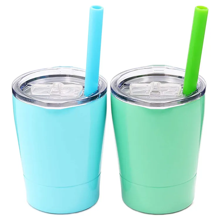 

Amazon Hot Sale 8.5oz Tumbler Kids Stainless Steel Cup Lovely Small Tumbler Baby Sippy Cup with Lid and Silicone Straw, Customized color