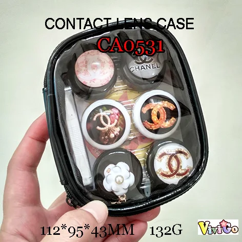 

Popular Picture 3pairs contact lens case with PU zipper saving bags CA0531