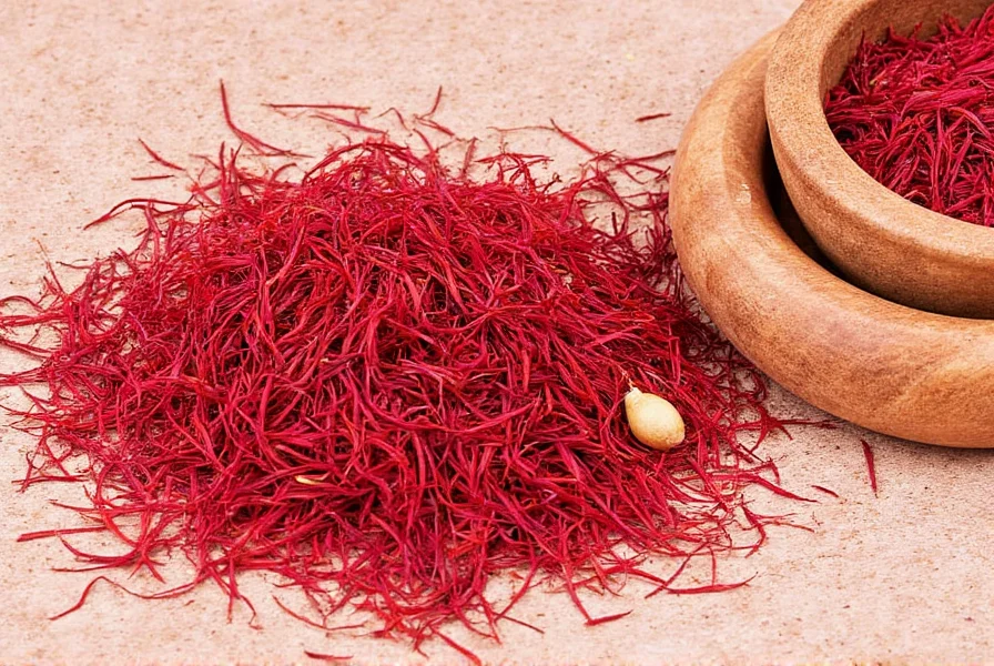 Saffron threads in glass vial showing proper storage method and thread quality characteristics