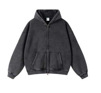 Customized Hoodie Cotton High Quality Vintage Fashion Distressed Design Streetwear Pullover With Digital Print Washed