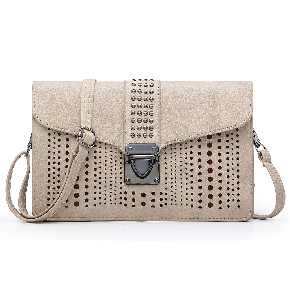 

New Design Hollow Out Pattern Wallet Bag Rivet Decoration Phone Bag Fashion Women Mini Crossbody Bag