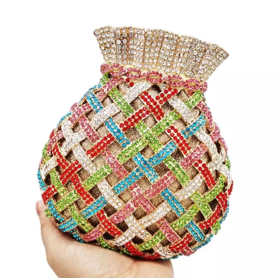 

Luxury Ladies Crystal Bridal Evening Bag For Woman Designer Party Rhinestone Purse Wedding Pouch Clutch Bags Prom Beaded Handbag, As pictures