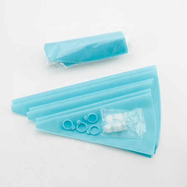 

Wholesale food grade materoal blue biscuits cake disposable plastic connectors piping bag set