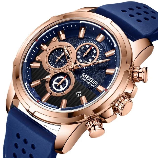 

MEGIR 2101 Chronograph Wristwatches Military Sport Quartz Watch Fashion Men Waterproof Calendar Watches Relogio Masculino