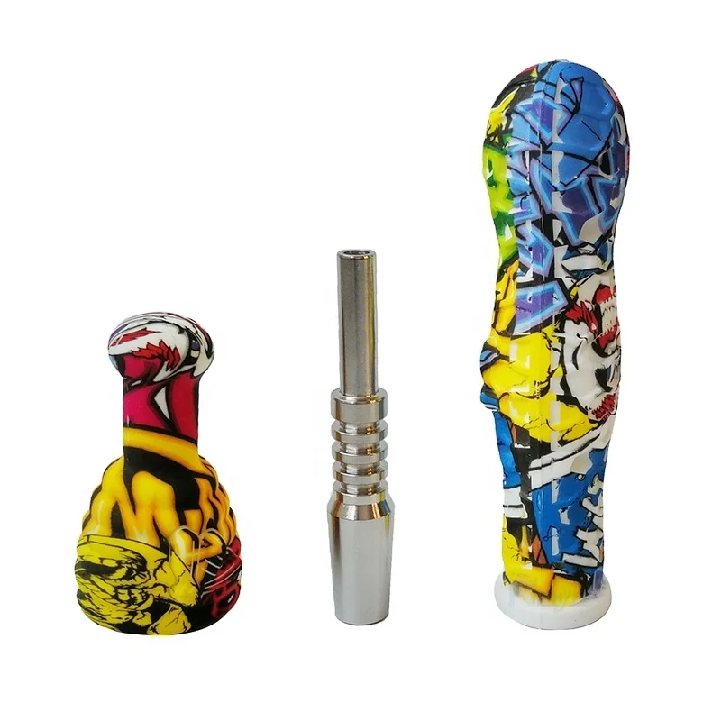 

Newjoy Dab Rig Portable CR68 Nector Collector 7.09 Inch Silicone Honey Straw Dabber Wax Dab Rig Blunt Weed Smoking Accessories, Mixed designs colors