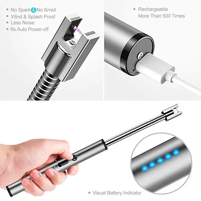Flexible usb starter electric flameless ARC lighter for candle kitchen outdoor
