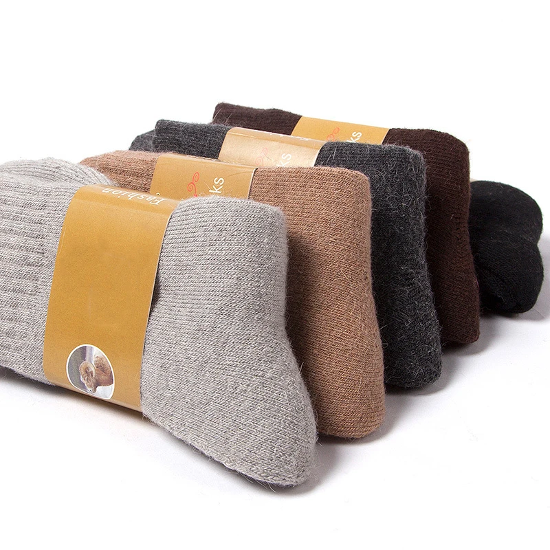 

Wholesale Black Gray Brown Plain Blank Thick Warm Wool Winter Socks for Men, 5 colors